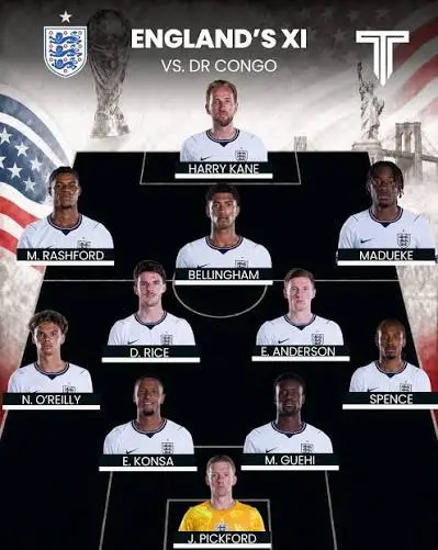 Starting XI Inggris